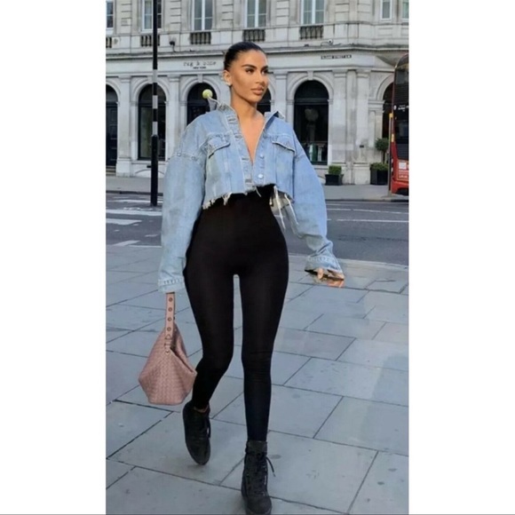 Zara Jackets & Blazers - Zara Blue Distressed Cropped Denim Jean Jacket Raw Edge Light Wash Size Medium